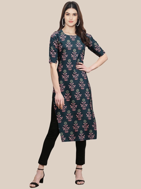 

7Threads Pack of 6 Women Multicoloured & Yellow Floral Printed Crepe Kurta, Multi