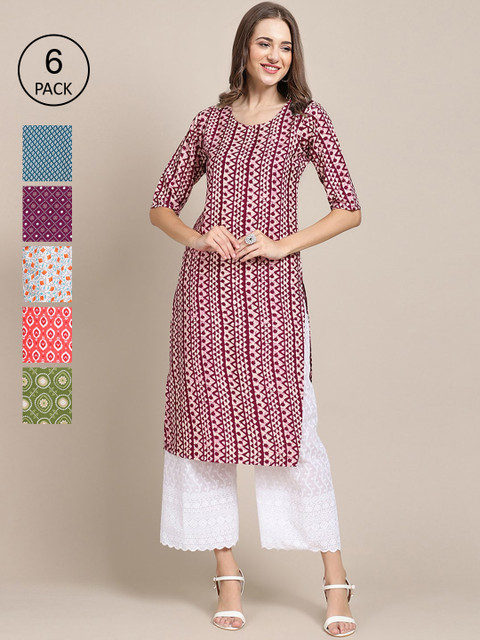 

7Threads Women Multicoloured Quirky Embroidered Mirror Work Crepe Kurta, Multi
