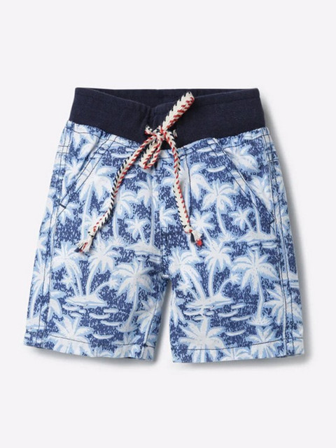 

612League Boys Blue Floral Printed Running Shorts
