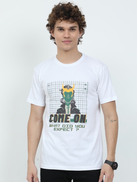 

COOFT Men White Typography Printed Pure Cotton T-shirt
