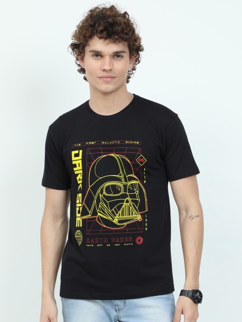 

COOFT Men Black Printed Pure Cotton T-shirt