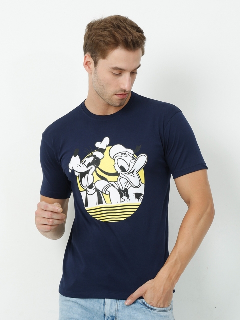 

COOFT Men Navy Blue Donald Duck Printed Pure Cotton T-shirt