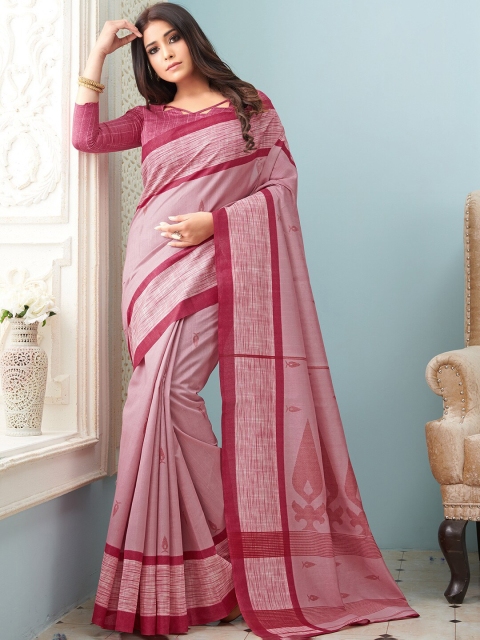 

Mitera Pink Art Silk Taant Saree