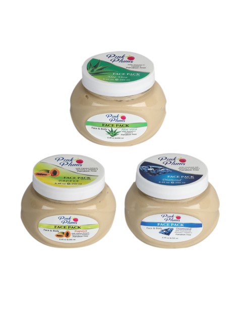 

Pink Plums Set Of 3 Paraben Free Face & Body Pack-250 ml Each, Beige