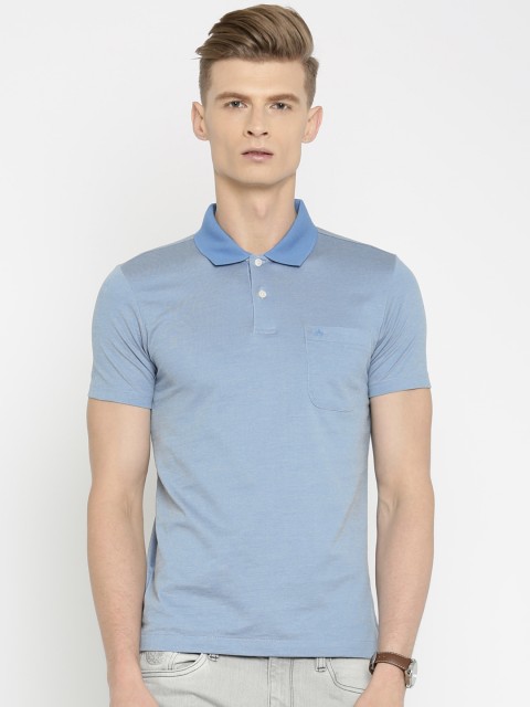 

Arrow Men Blue Self Design Polo T-shirt