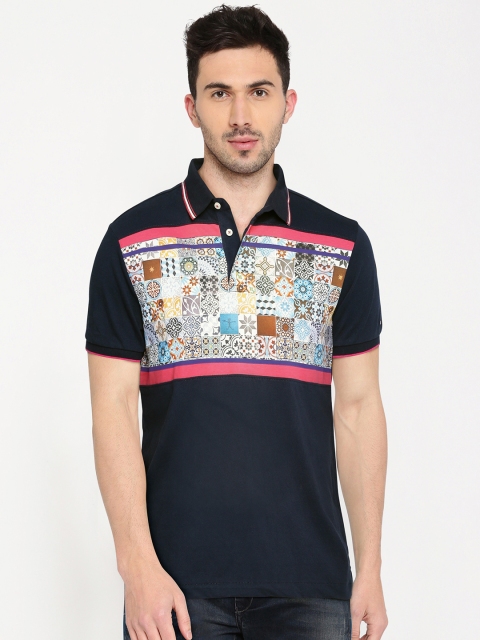 

Arrow Sport Men Navy Blue Printed Polo T-shirt