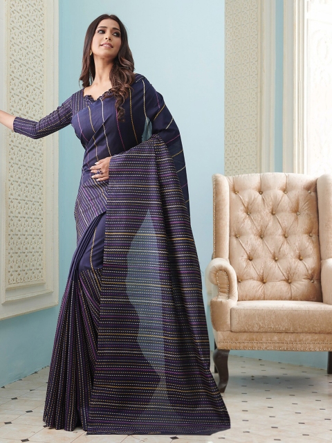 

Mitera Purple & Yellow Striped Art Silk Bhagalpuri Saree