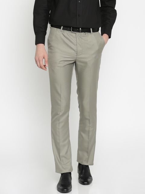 

Arrow Men Grey Tapered Fit Self Design Formal Trousers