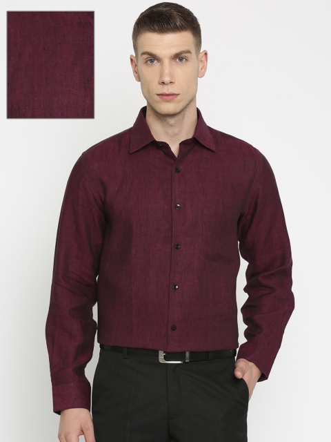 

Arrow Men Burgundy Solid Regular Fit Linen Formal Sustainable Shirt