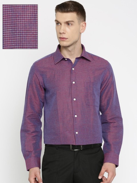 

Arrow Men Maroon Purple Checked Regular Fit Formal Sustainable Shirt