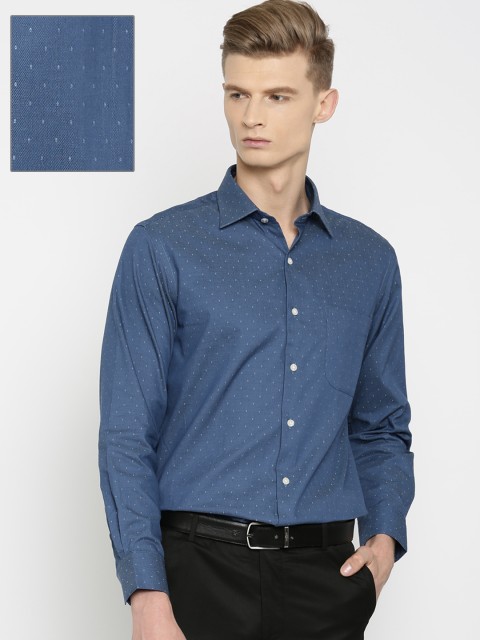 

Arrow Men Blue Regular Fit Self Design Formal Shirt