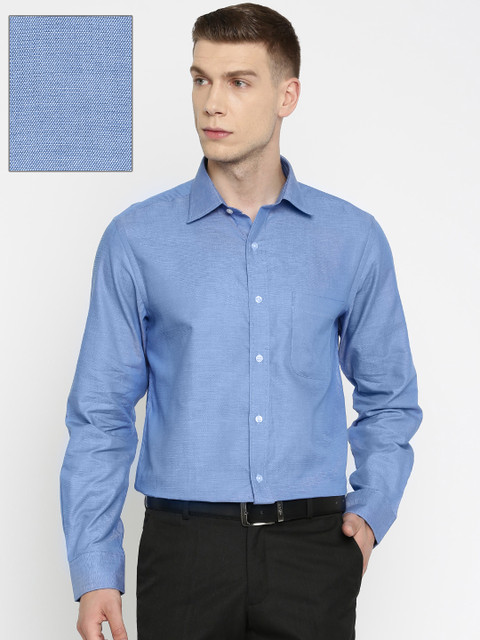 

Arrow Men Blue Regular Fit Self Design Formal Shirt
