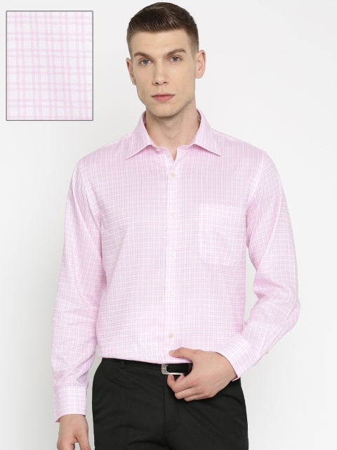 

Arrow Men Pink & Off-White Regular Fit Checked Formal Shirt