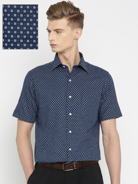 

Arrow Men Navy Blue Printed Regular Fit Formal Shirt
