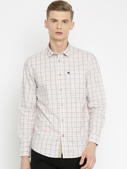 

Arrow Blue Jean Co. Men Off-White & Blue Slim Fit Checked Casual Shirt