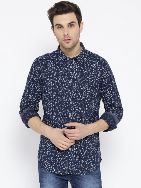 

Arrow Blue Jean Co. Men Navy Slim Fit Printed Casual Shirt, Navy blue