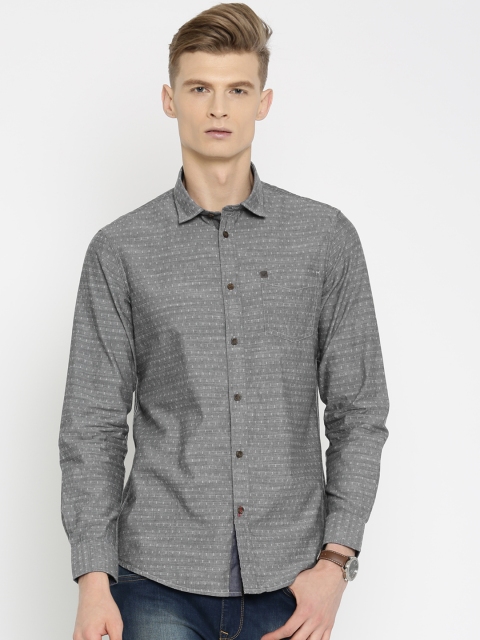 

Arrow Blue Jean Co. Men Grey Slim Fit Self Design Casual Shirt
