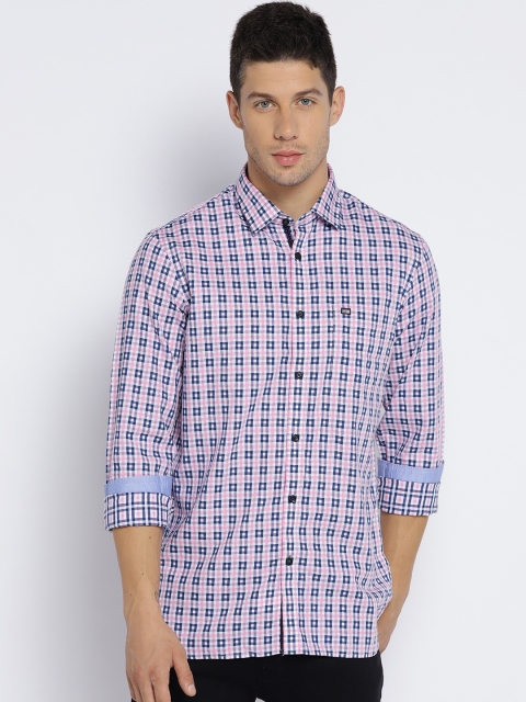 

Arrow Sport Men Navy Blue & Pink Checked Slim Fit Casual Shirt