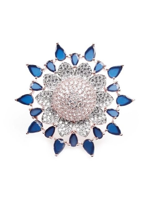 

ODETTE White & Blue Stone Studded Adjustable Finger Ring