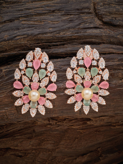 

Kushal's Fashion Jewellery Pink & Blue Floral Studs Earrings