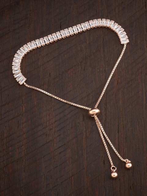 

Kushal's Fashion Jewellery Women White & Rose Gold Cubic Zirconia Rose Gold-Plated Wraparound Bracelet