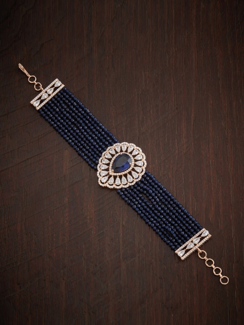 

Kushal's Fashion Jewellery Women Blue & Gold-Toned Cubic Zirconia Rose Gold-Plated Wraparound Bracelet