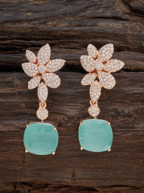 

Kushal's Fashion Jewellery Sea Green Floral Drop Earrings