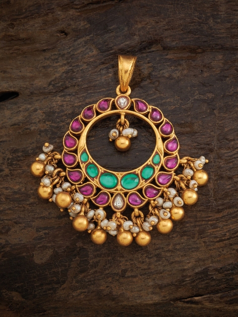 

Kushal's Fashion JewelleryRhodium Plated Ruby & Green Artificial Stones & Beads Studded Pendant, Red