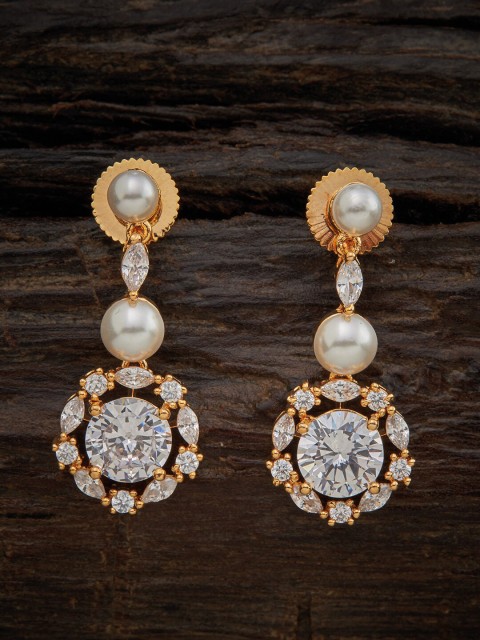 

Kushal's Fashion Jewellery White Gold-Plated Circular Cubic Zirconia Drop Earrings