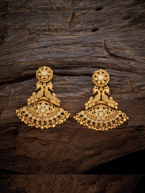

Kushal's Fashion Jewellery Women Gold-Plated & White Antique Drop Earrings