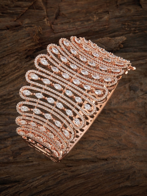 

Kushal's Fashion Jewellery Women Rose Gold & White Rose Gold-Plated Bangle-Style Bracelet