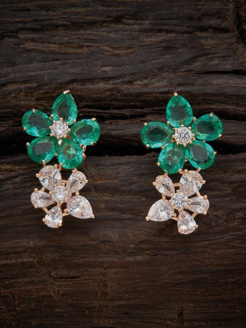 

Kushal's Fashion Jewellery Green & White Floral Drop Earrings
