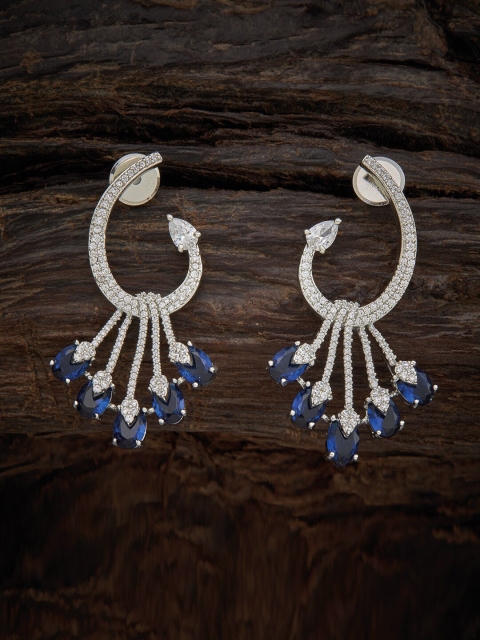 

Kushal's Fashion Jewellery Blue & White Teardrop Shaped Drop Earrings