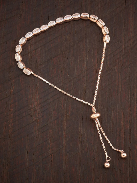 

Kushal's Fashion Jewellery Women White & Rose Gold Cubic Zirconia Rose Gold-Plated Wraparound Bracelet