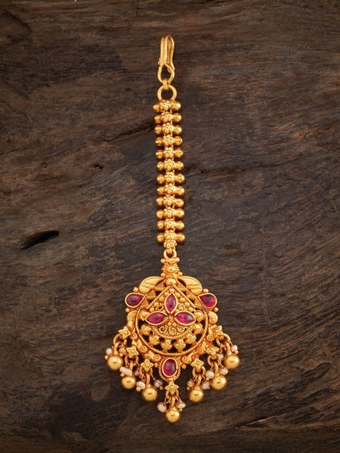 

Kushal's Fashion Jewellery Gold-Plated Red Stone-Studded Head Jewellery