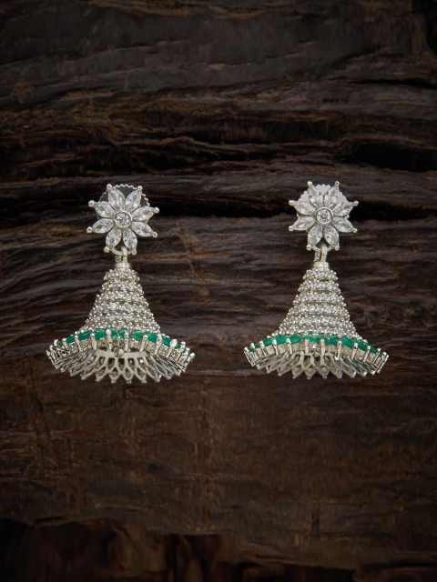 

Kushal's Fashion Jewellery Green & White Floral Jhumkas Earrings