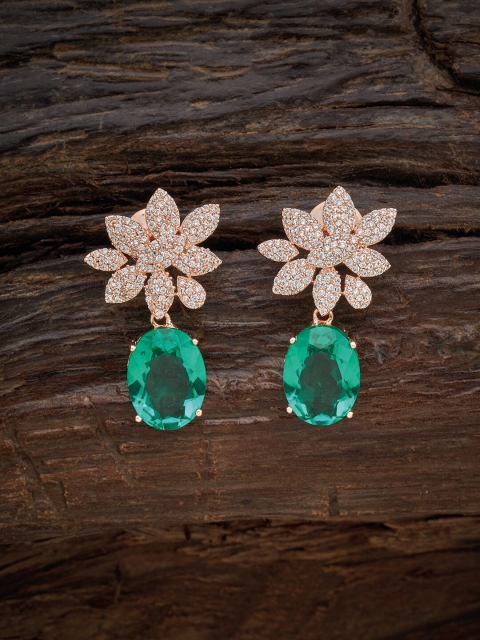 

Kushal's Fashion Jewellery Green Floral Drop Earrings