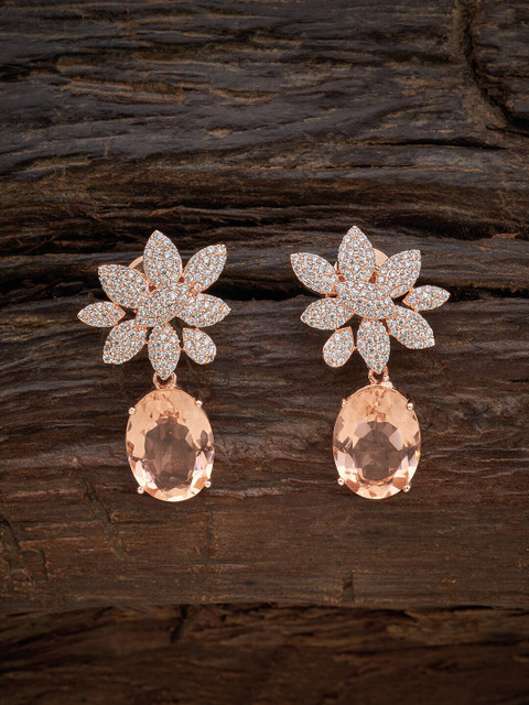 

Kushal's Fashion Jewellery Peach-Coloured Floral Drop Earrings