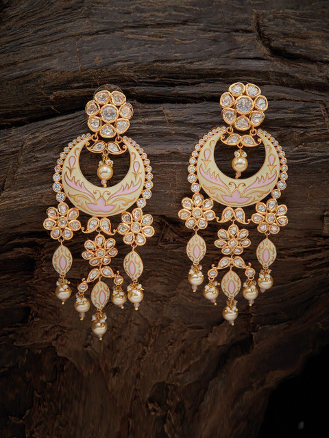 

Kushal's Fashion Jewellery Pink Crescent Shaped Chandbalis Earrings