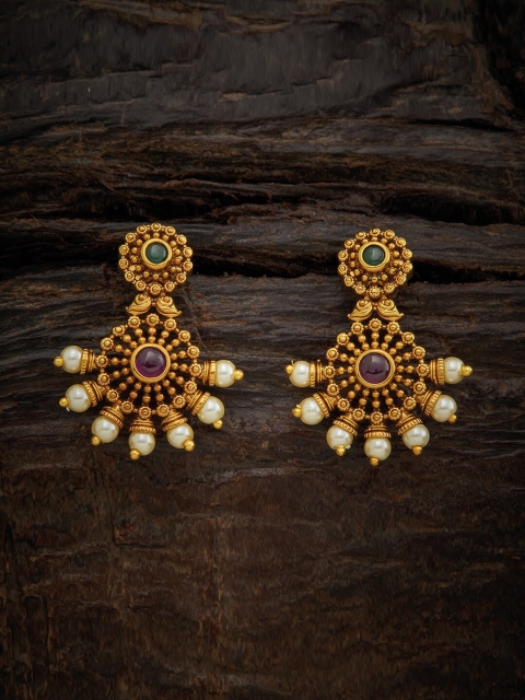 

Kushal's Fashion Jewellery Red Circular Drop Earrings