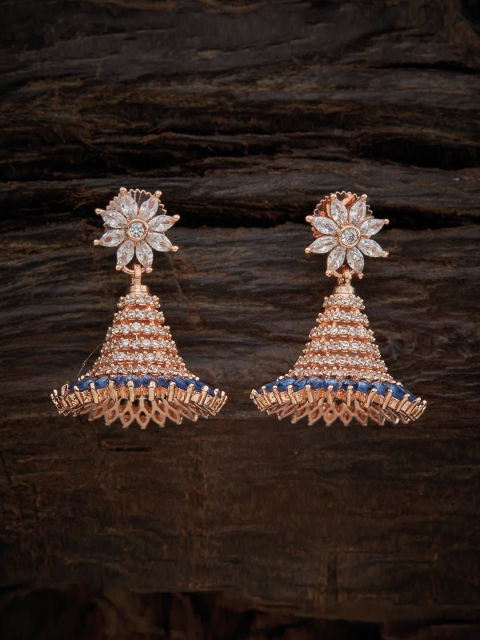 

Kushal's Fashion Jewellery Blue & White Floral Jhumkas Earrings