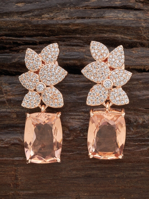 

Kushal's Fashion Jewellery Peach-Coloured Floral Drop Earrings