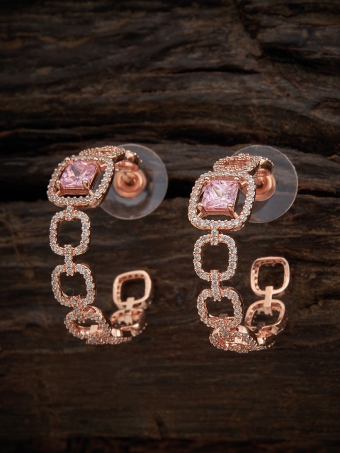 

Kushal's Fashion Jewellery Pink Circular Half Hoop Earrings