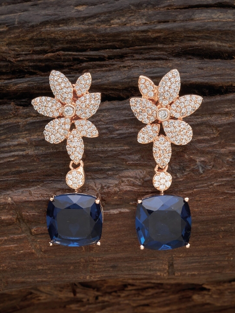 

Kushal's Fashion Jewellery Blue Floral Drop Earrings