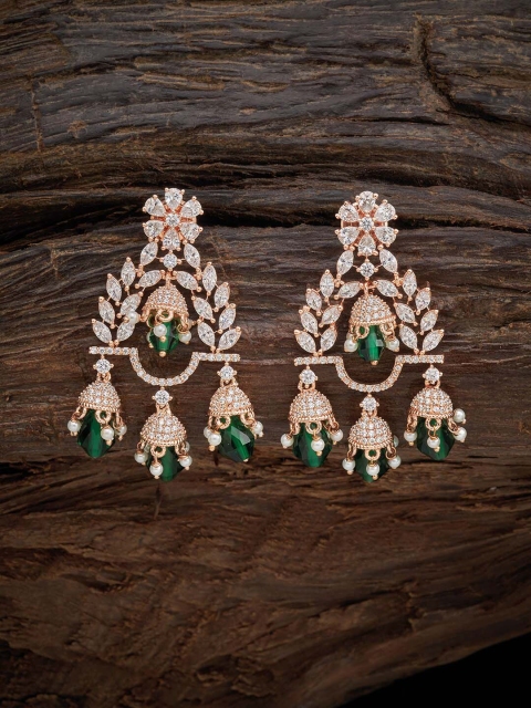 

Kushal's Fashion Jewellery Green Leaf Shaped Drop Earrings