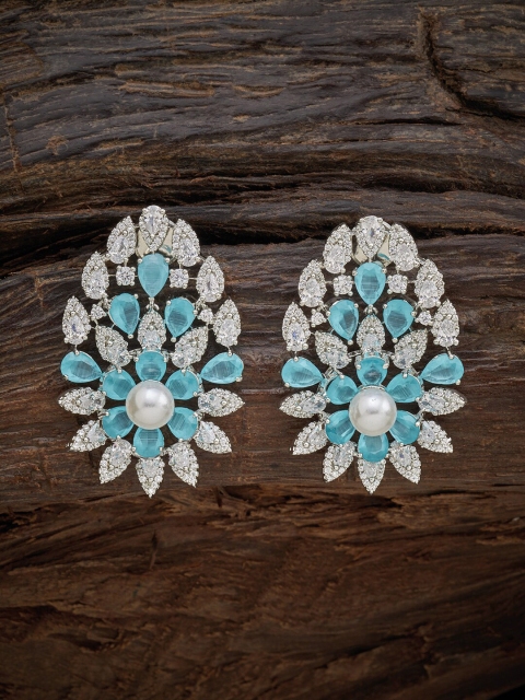 

Kushal's Fashion Jewellery Sea Green Floral Studs Earrings