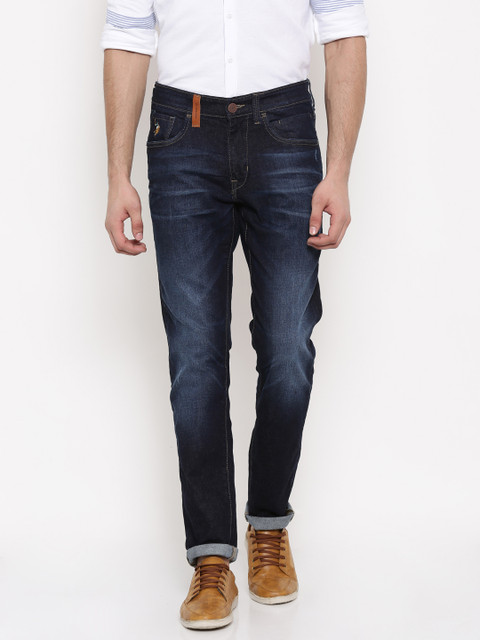 

U.S. Polo Assn. Denim Co. Men Blue Slim Tapered Fit Mid-Rise Low Distress Jeans