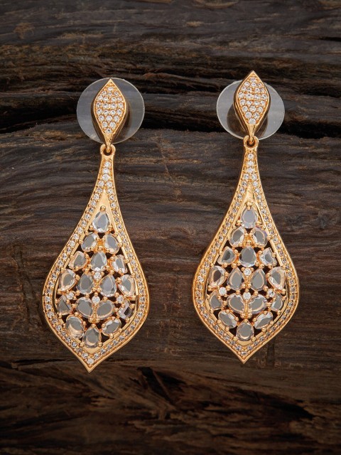 

Kushal's Fashion Jewellery White Leaf Shaped Drop Earrings