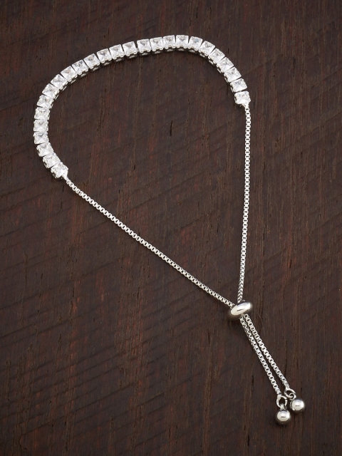 

Kushal's Fashion Jewellery Women Silver-Toned & White Cubic Zirconia Rhodium-Plated Wraparound Bracelet