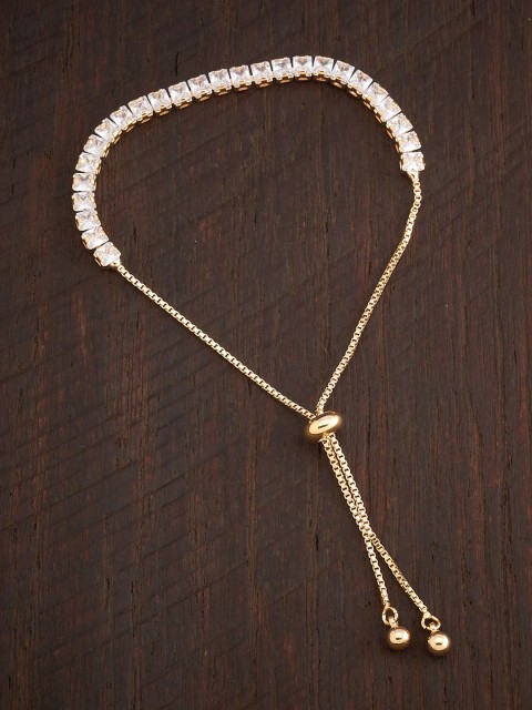 

Kushal's Fashion Jewellery Women White & Gold-Toned Cubic Zirconia Gold-Plated Wraparound Bracelet